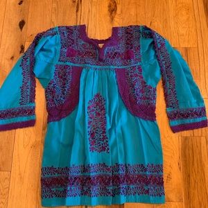 Deshilado hand embroidered Mexican top